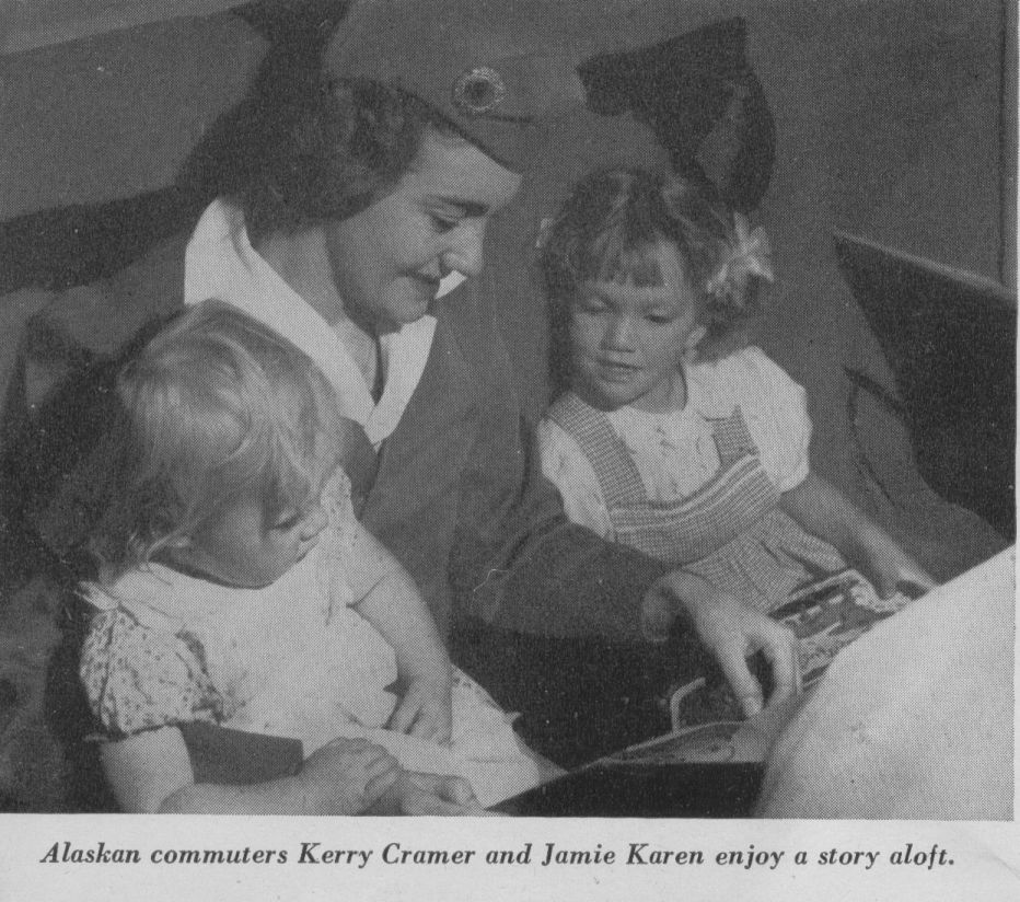 1947 Stewardess reading to children.